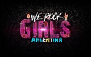 LOGO WE ROCK GIRLS ARGENTINA Fondo Cuero